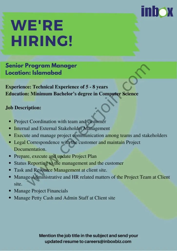 Inbox Business Technologies Jobs Senior Program Manager 01