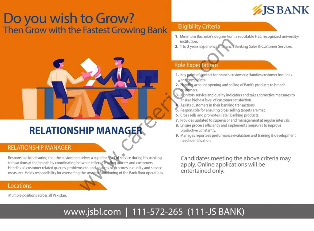 JS Bank Jobs Relationship Manager 01