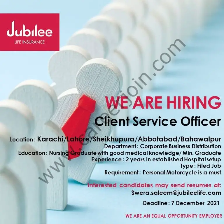 Jubilee Life Insurance Company Pvt Ltd Jobs December 2021 01