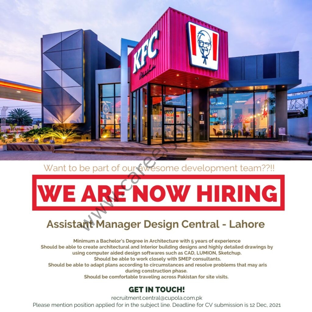 KFC Pakistan Jobs Assistant Manager Design Central 01