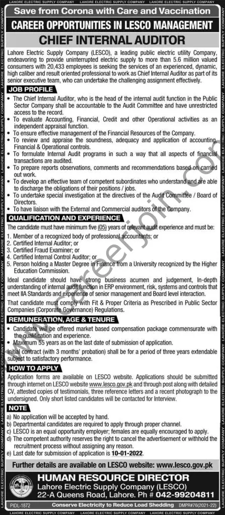 Lahore Electric Supply Company LESCO Jobs 26 December 2021 Express