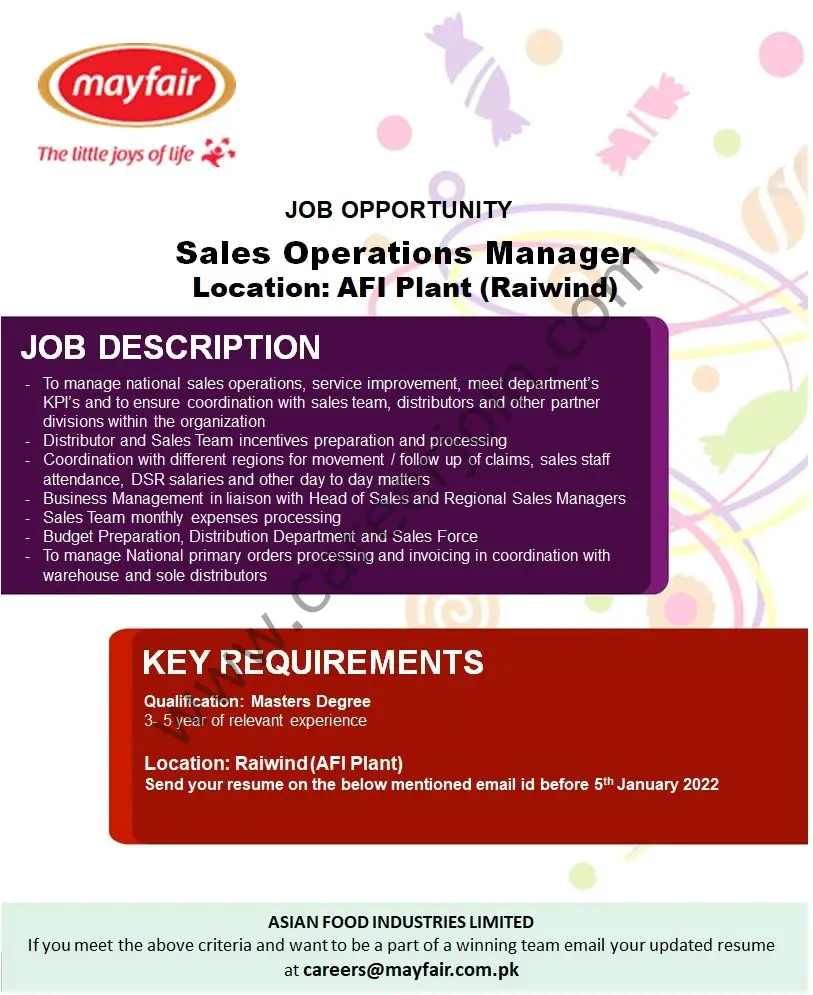 Mayfair Pakistan Jobs Sales Operations Manager 01
