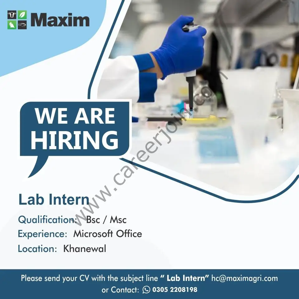 Maxim Agri Pvt Ltd Jobs Lab Intern 01