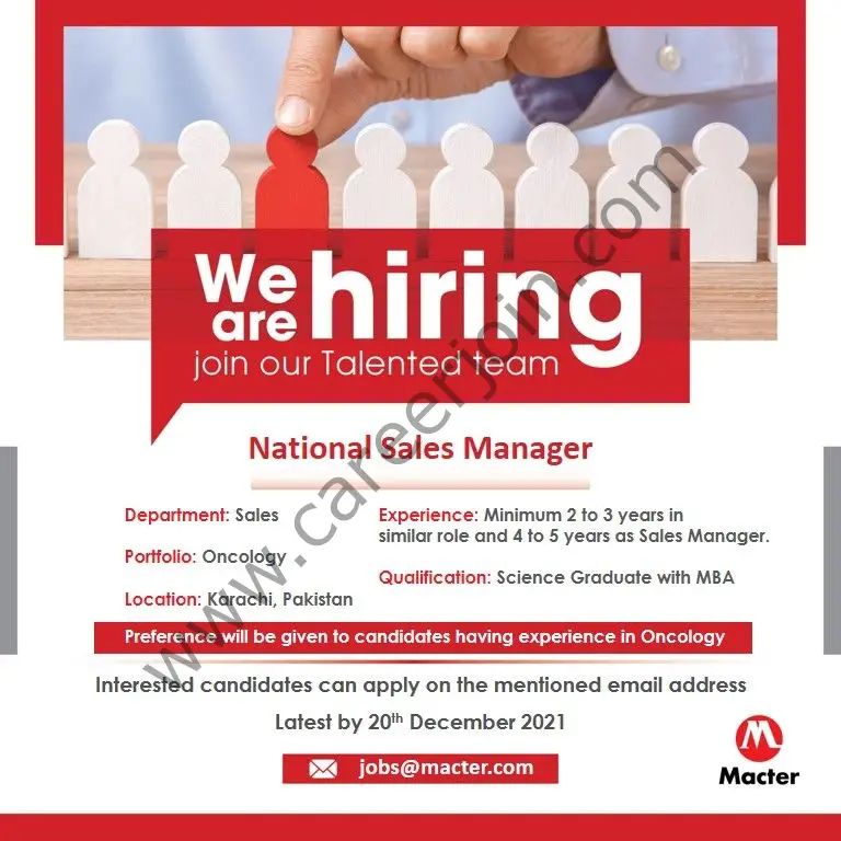 Macter International Pvt Ltd Jobs National Sales Manager 01