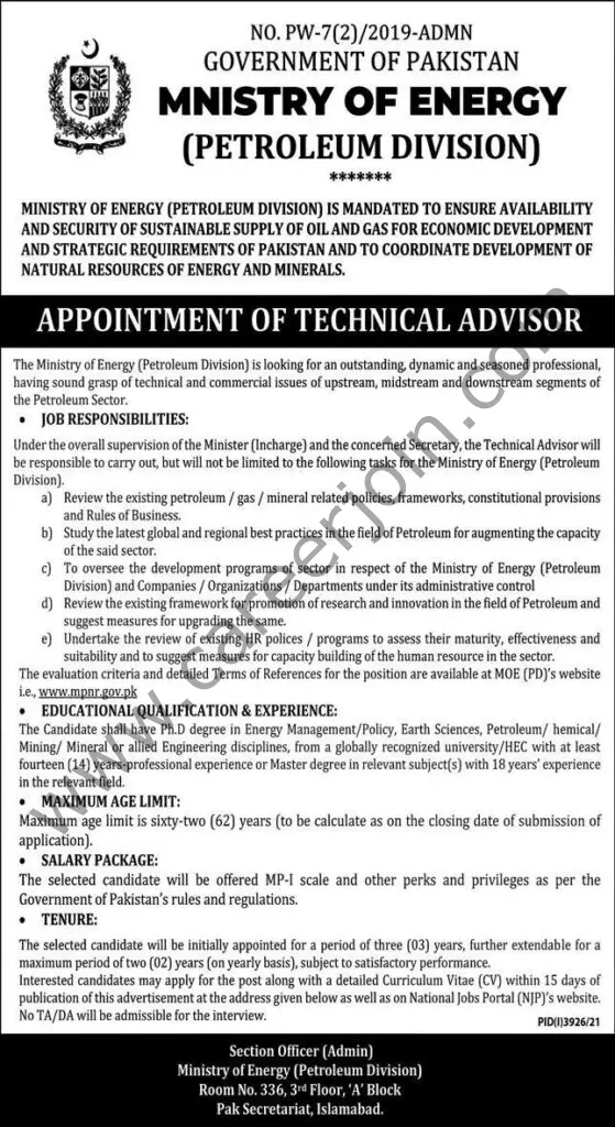 Ministry of Energy Jobs 12 December 2021 Express