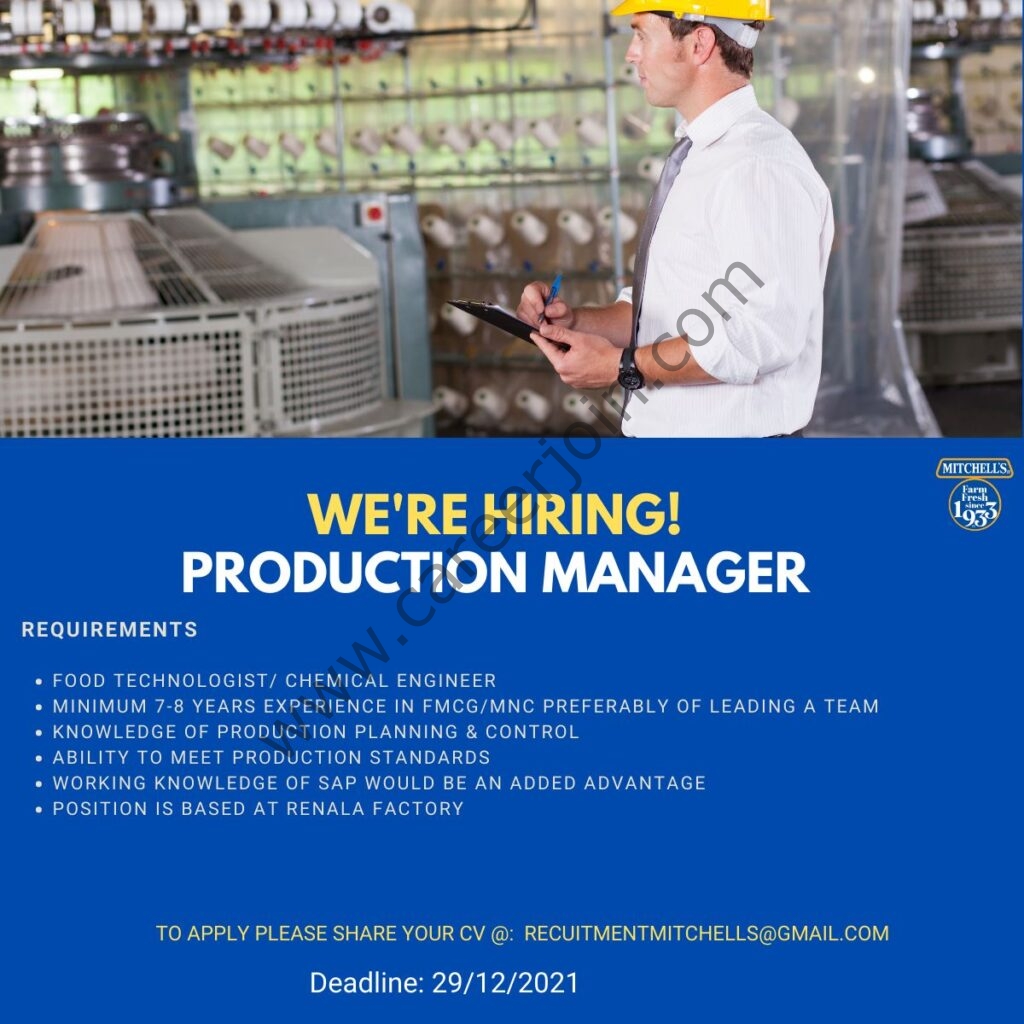 Mitchell's Fruit Farms Limited Jobs Production Manager 01