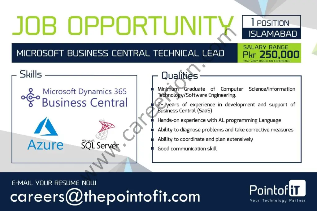 PointofiT Jobs Microsoft Business Central Technical Lead 01