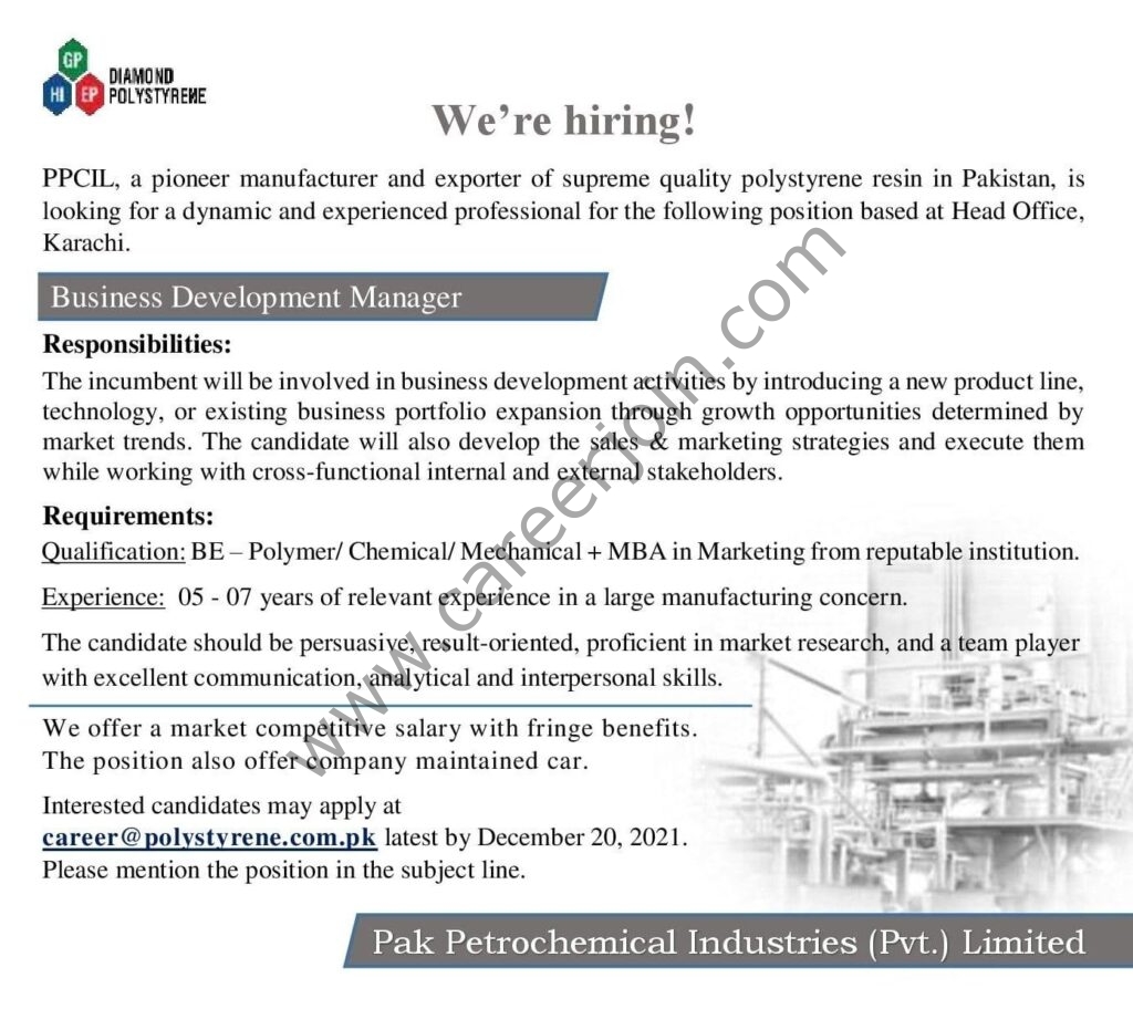 Pak PetroChemical Industries Pvt Ltd PPCIL Jobs Business Development Manager 01