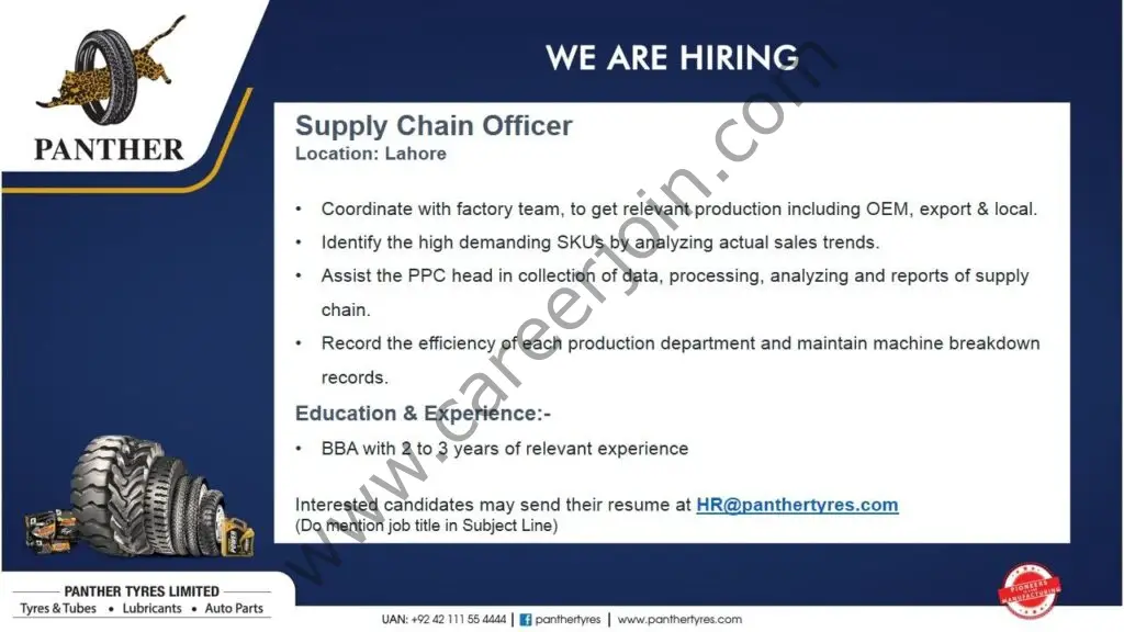 Panther Tyres Limited Jobs Supply Chain Officer 01