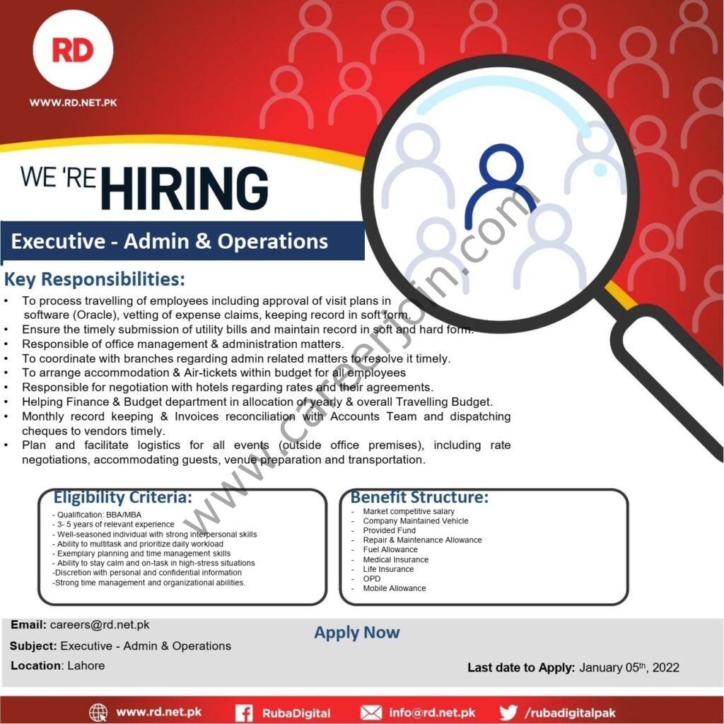 RD Ruba Digital Jobs Executive Admin & Operations 01