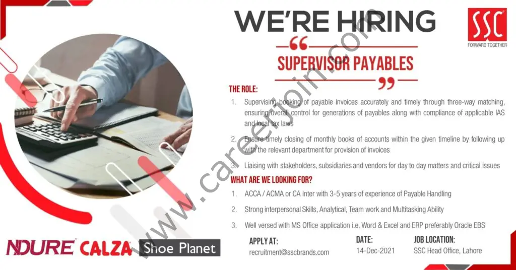 Service Sales Corporation Pvt Ltd SSC Jobs Supervisor Payables 01