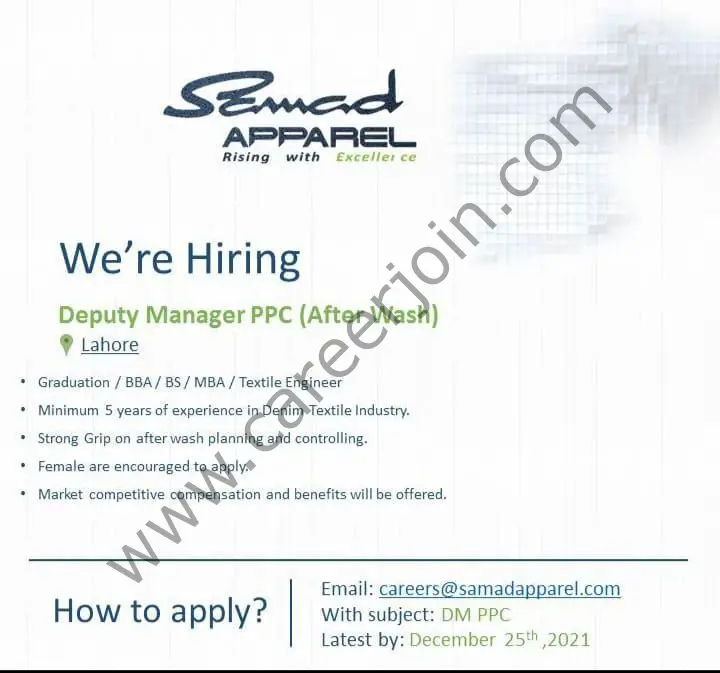 Samad Apparels Pvt Ltd Jobs December 2021 01