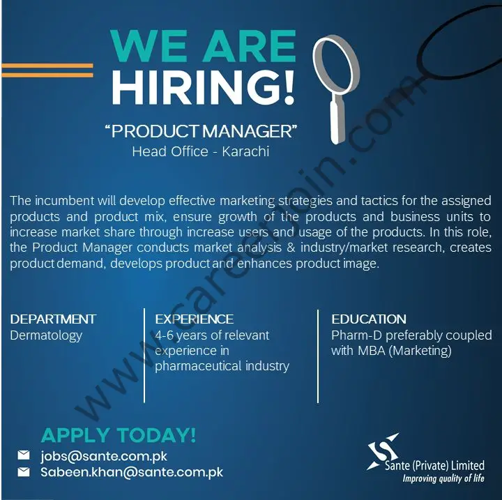 Sante Pvt Ltd Jobs Product Manager 01