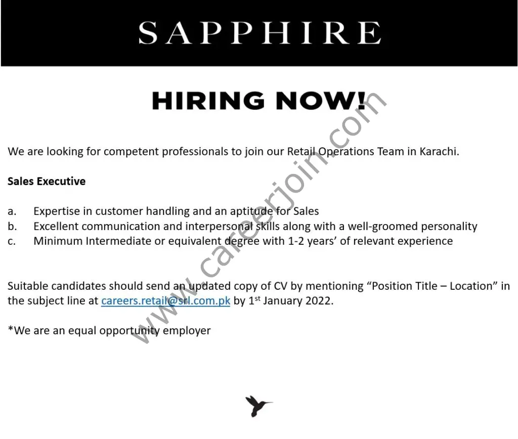 Sapphire Retail Ltd SRL Jobs Sales Executive 01