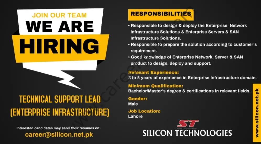 Silicon Technologies  Jobs Technical Support Lead 01