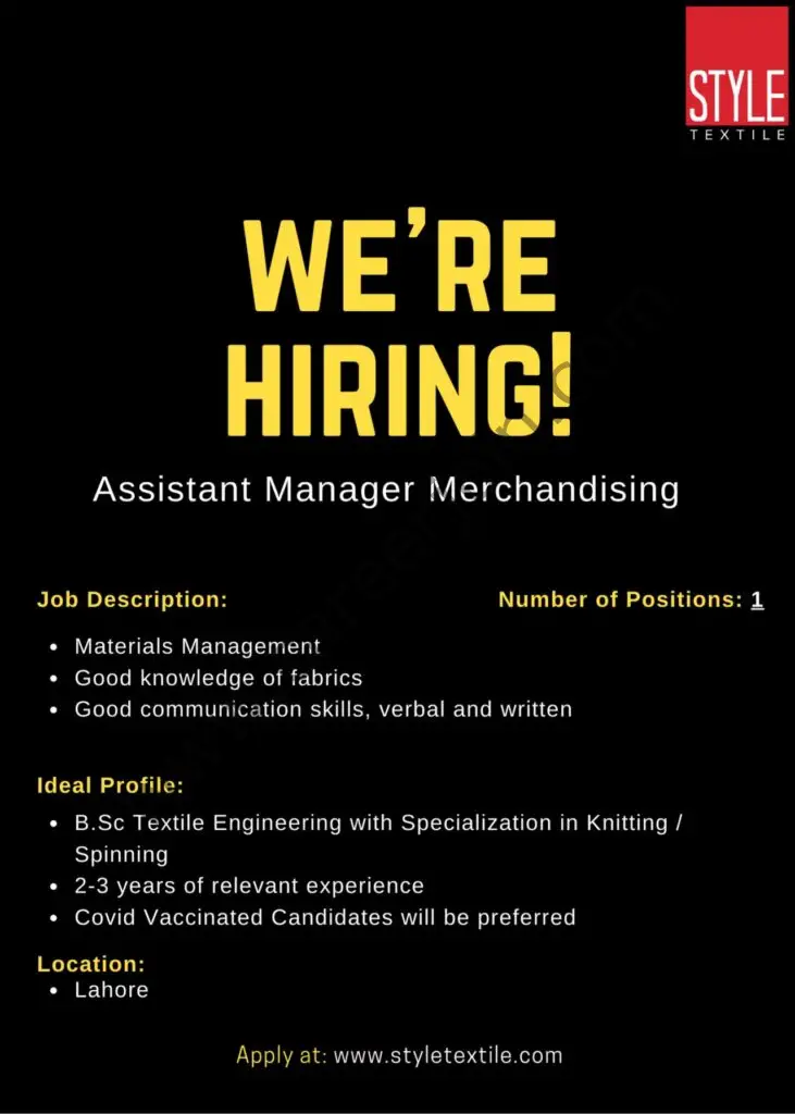 Style Textile Ltd Jobs Assistant Manager Merchandising 01