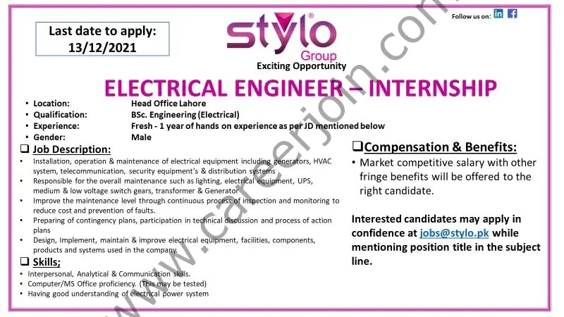 Stylo Pvt Ltd Jobs Internship December 2021 01