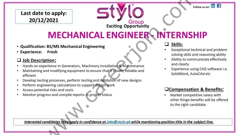 Stylo Pvt Ltd Jobs Mechanical Engineer 01