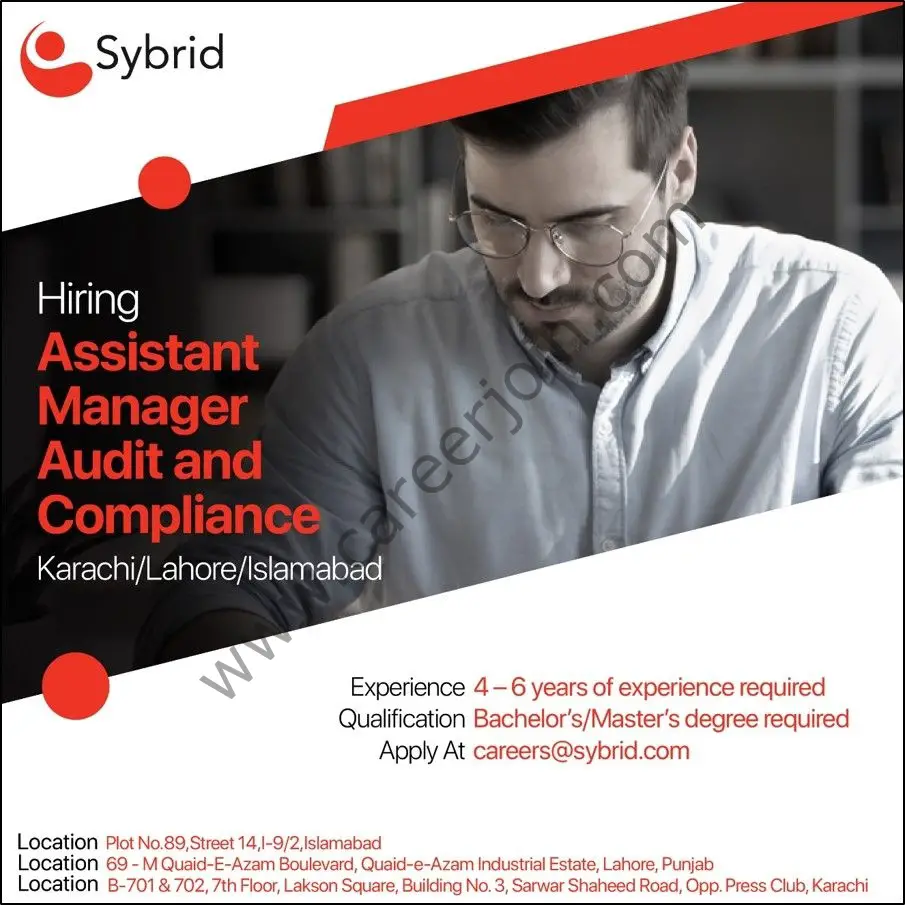 Sybrid Pvt Ltd Jobs Assistant Manager Audit and Compliance 01