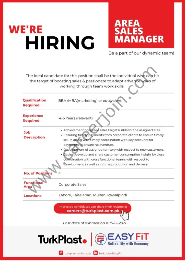 TurkPlast Jobs Area Sales Manager 01