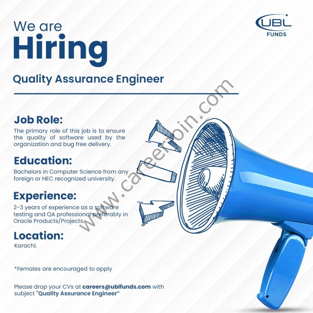 UBL Funds Manager Jobs Quality Assurance Engineer 01