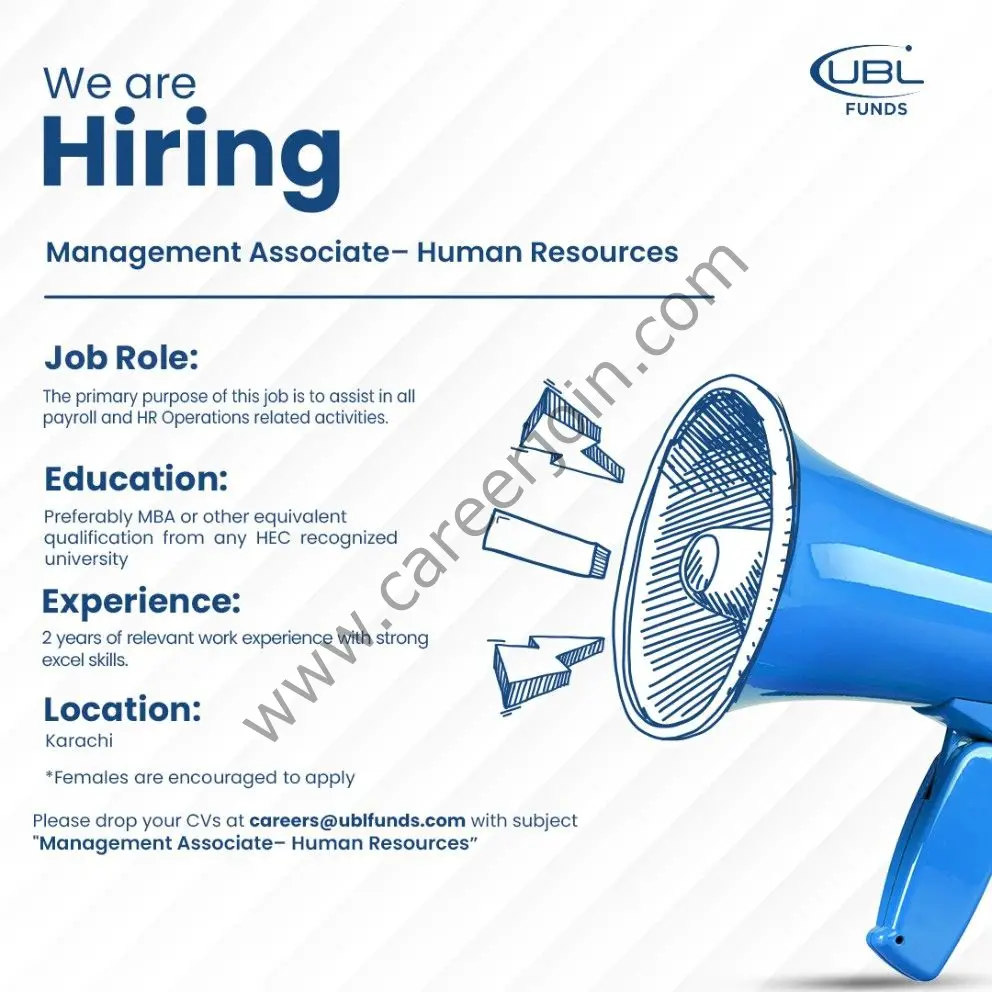 UBL Funds Manager Jobs Management Associate Human Resources 01