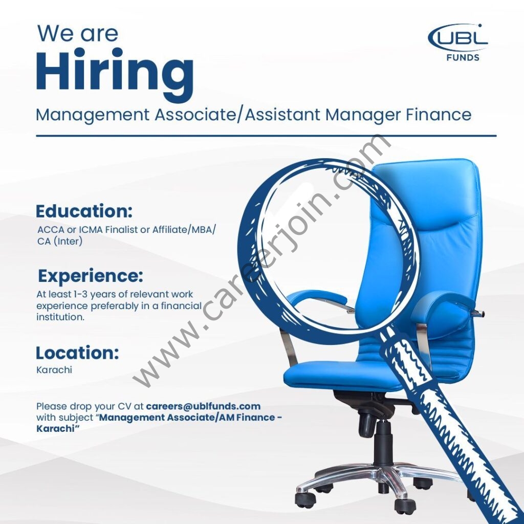 UBL Funds Manager Jobs Management Associate / Assistant Manager Finance 01