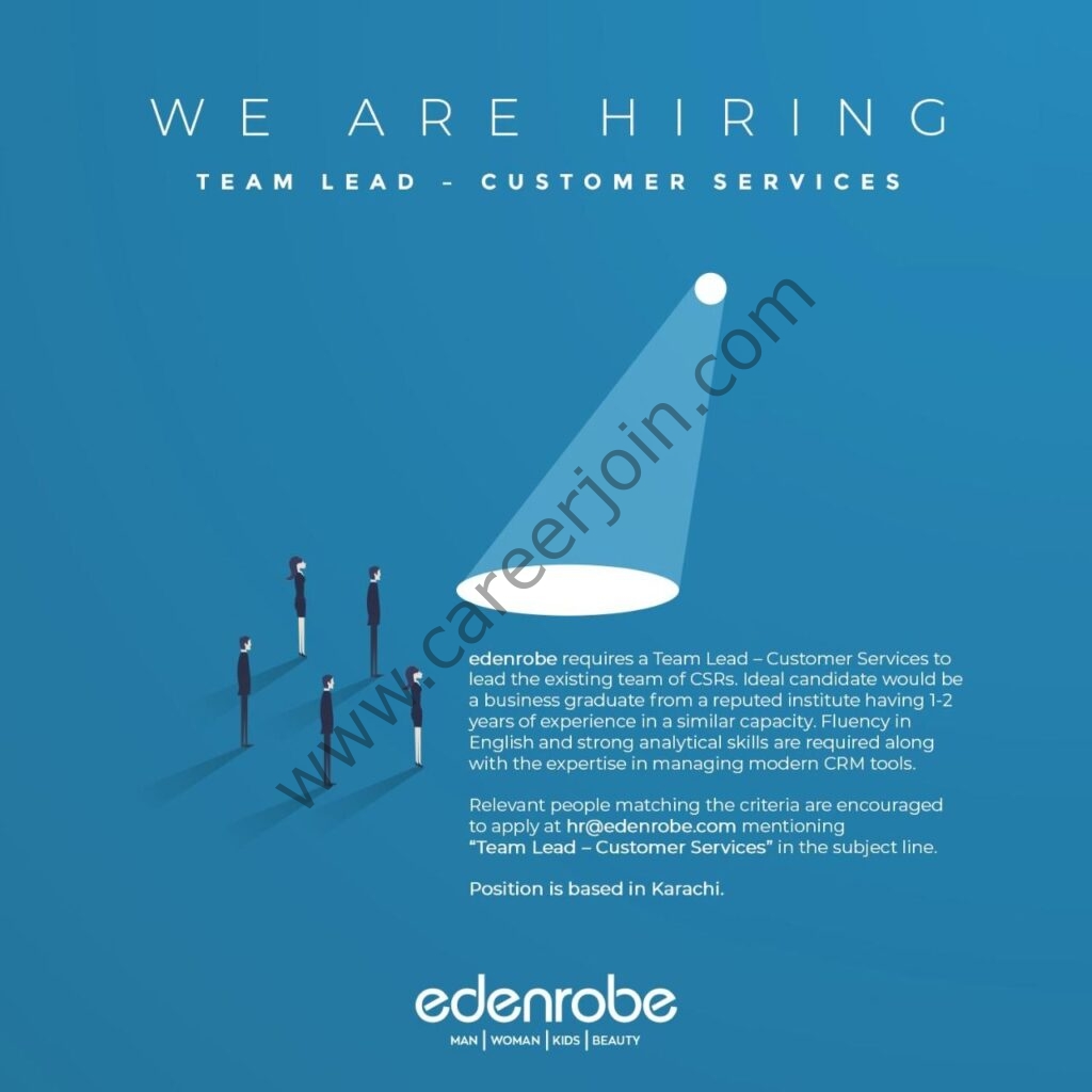 Edenrobe Jobs Team Lead Customer Services 01
