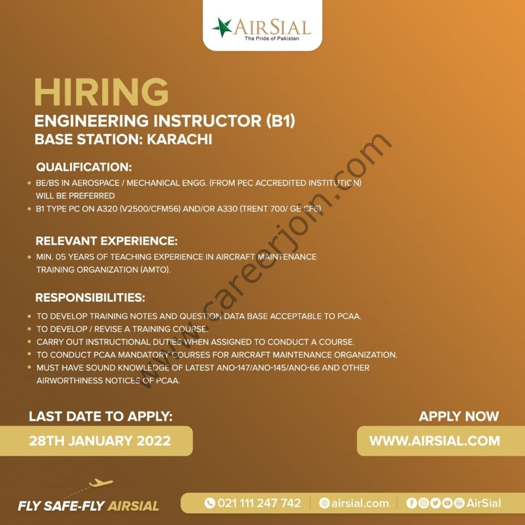 AirSial Limited Jobs Engineering Instructor B1 01