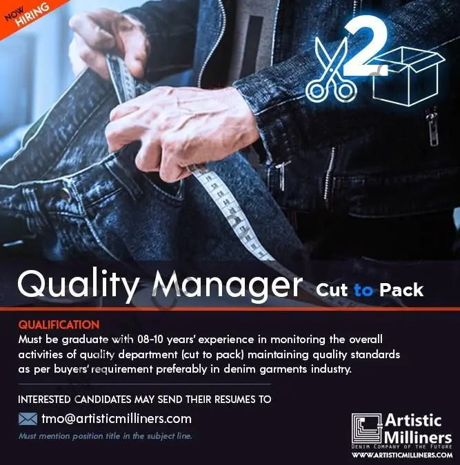 Artistic Milliners Pvt Ltd Jobs Quality Manager Cut to Pack 01