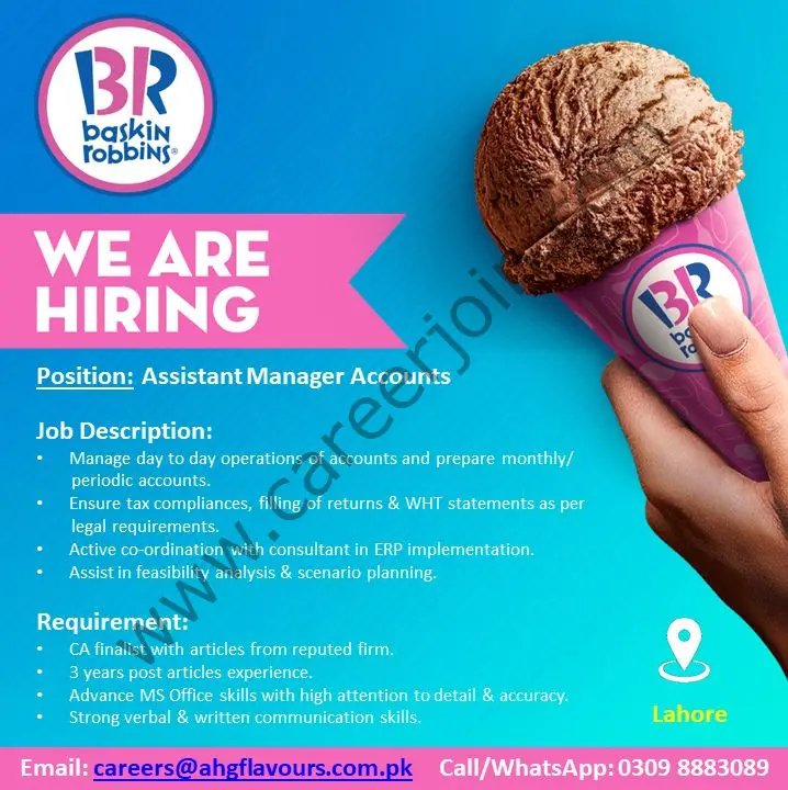Baskin Robbins BR Jobs Assistant Manager Accounts 01