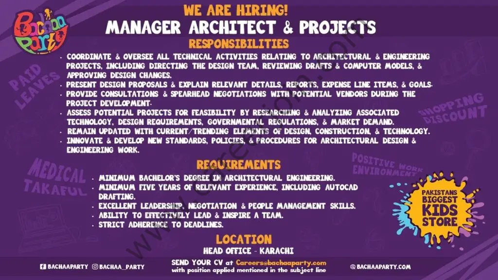 Bachaa Party Jobs Manager Architect & Projects 01