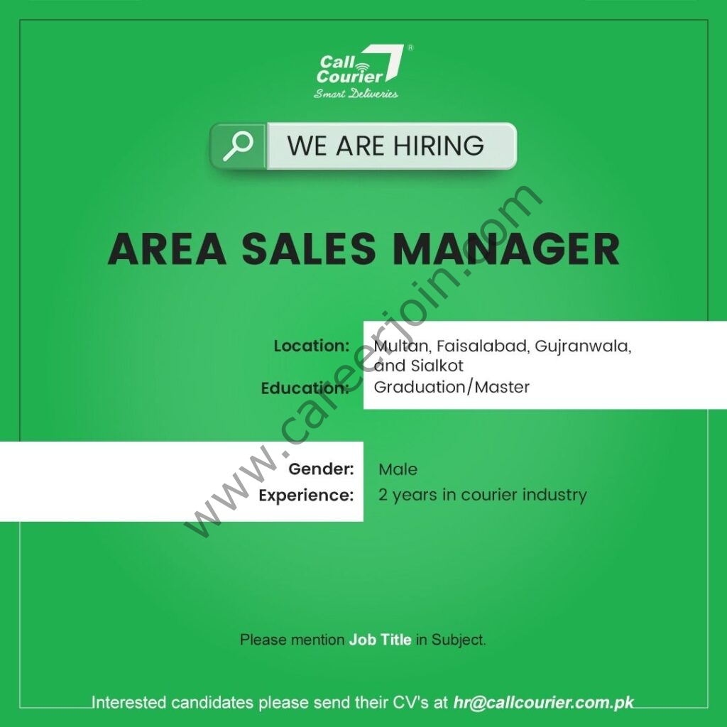 Call Courier Pvt Ltd Jobs Area Sales Manager 01