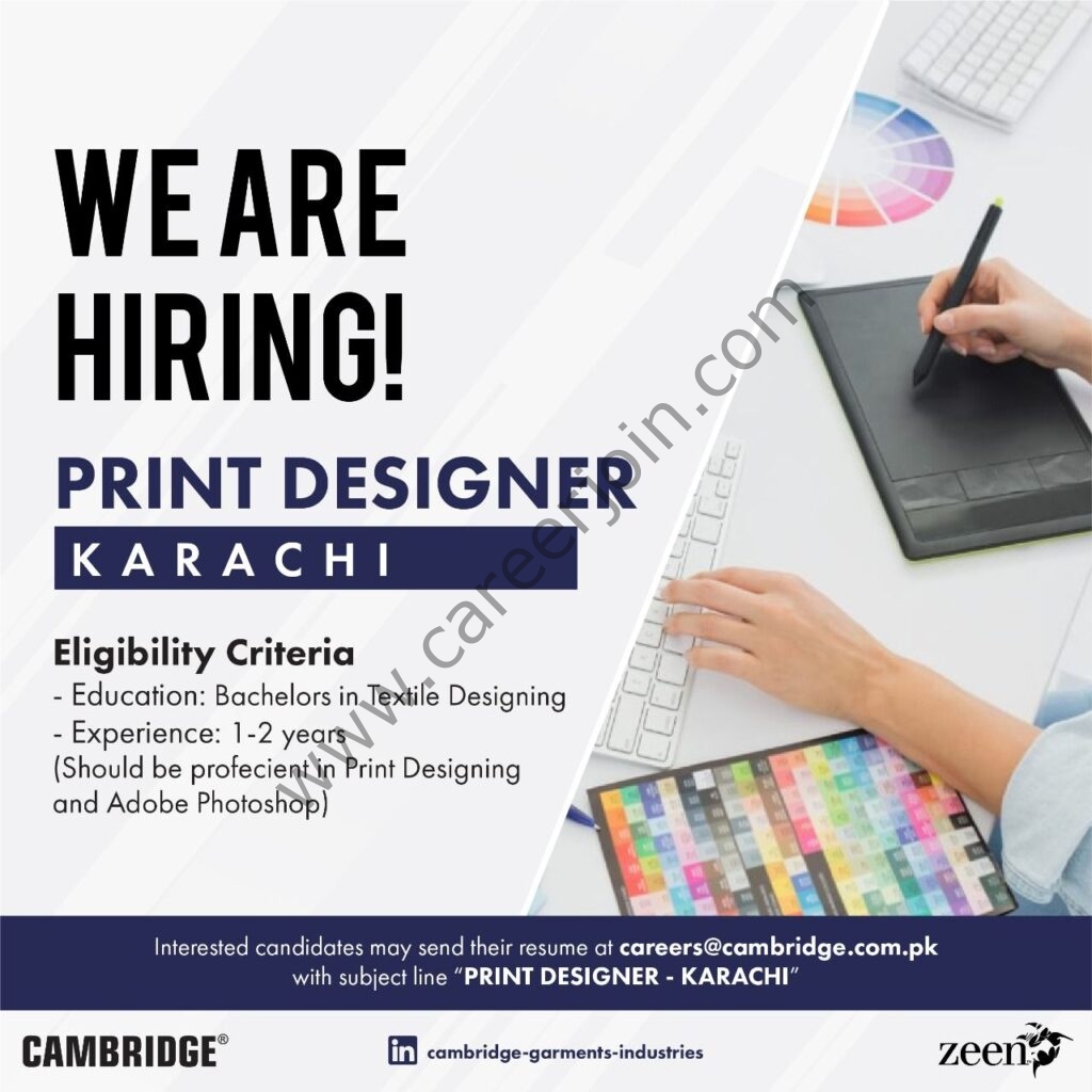 Cambridge Garments Pvt Ltd Jobs Print Designer 01