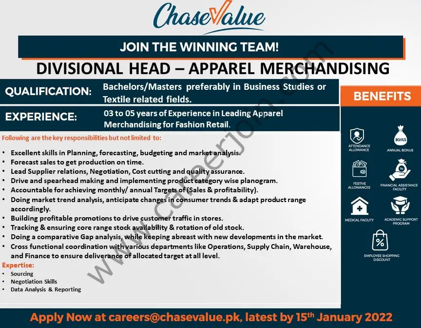 Chase Value Jobs Divisional Head 01