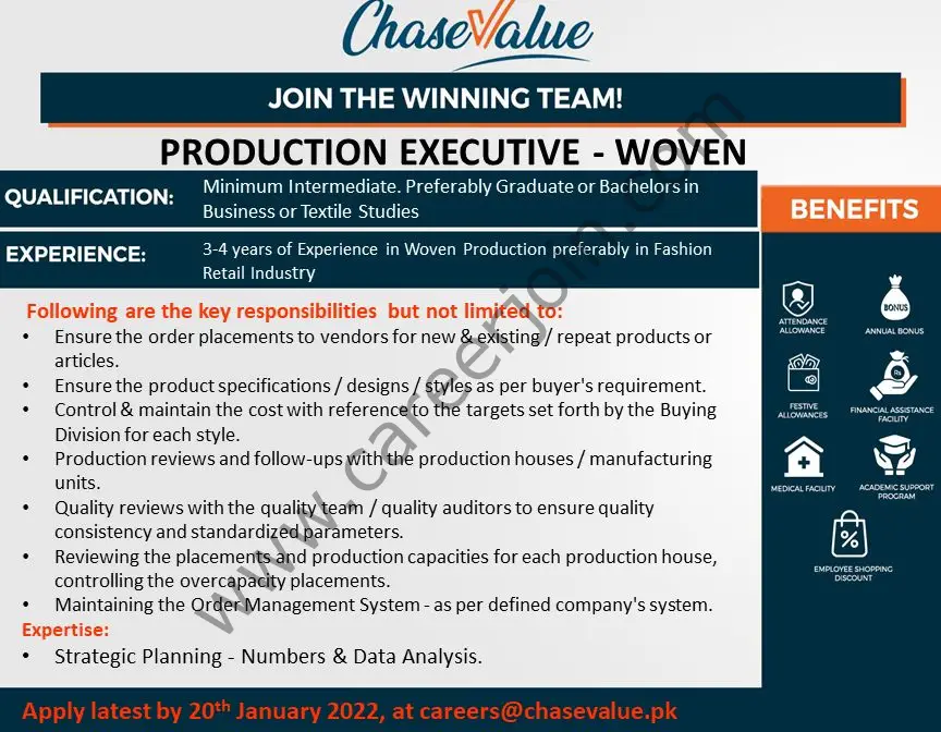 Chase Value Jobs Production Executive 01