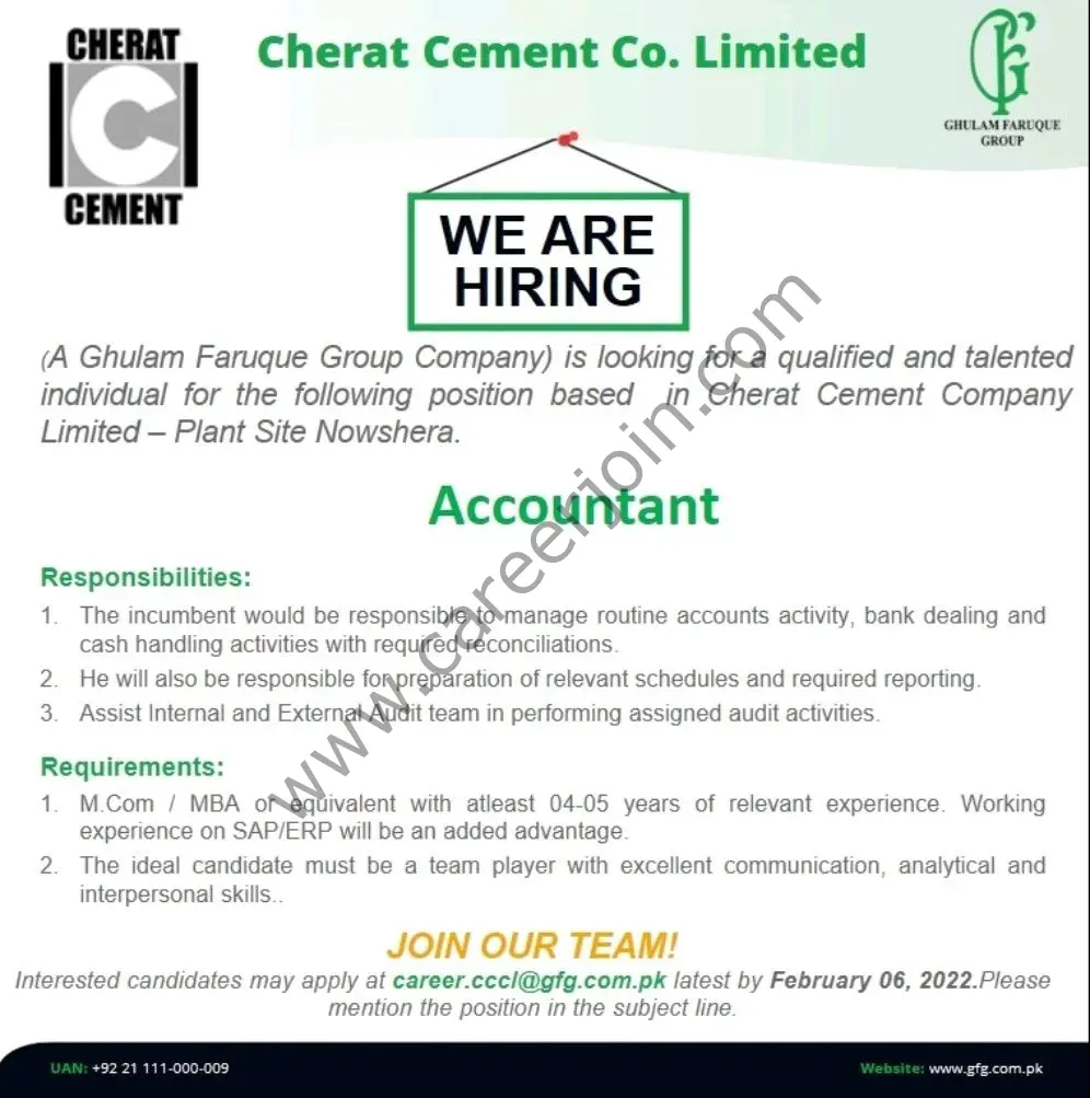 Cherat Cement Company Limited Jobs Accountant 01