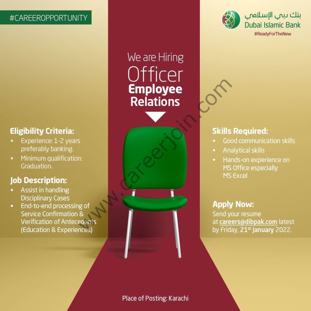 Dubai Islamic Bank Pakistan Jobs Officer Employee Relations 01