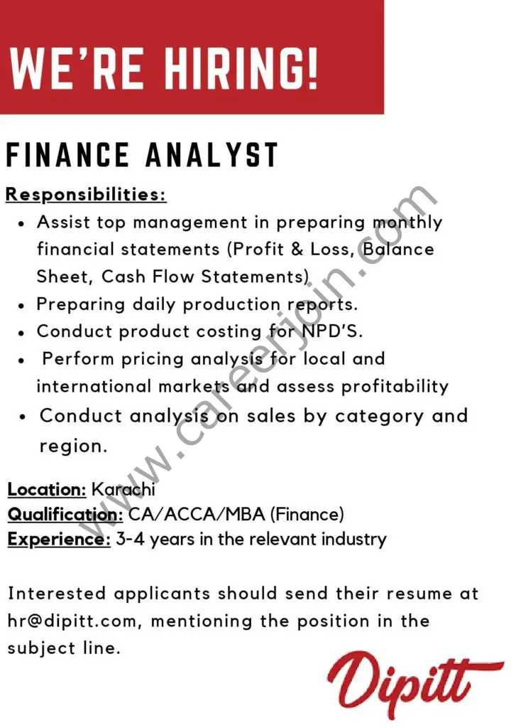 Dipitt Pakistan Jobs Finance Analyst 01