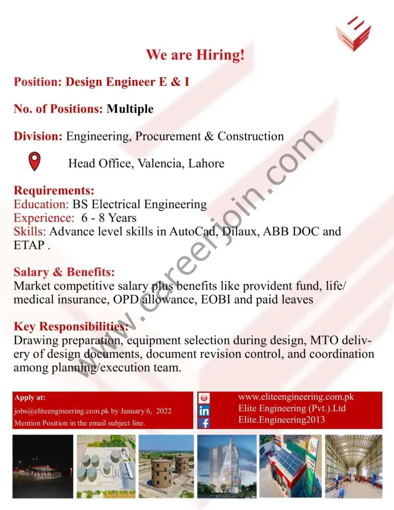 Elite Engineering Pvt Ltd Jobs Design Engineer E & I 01