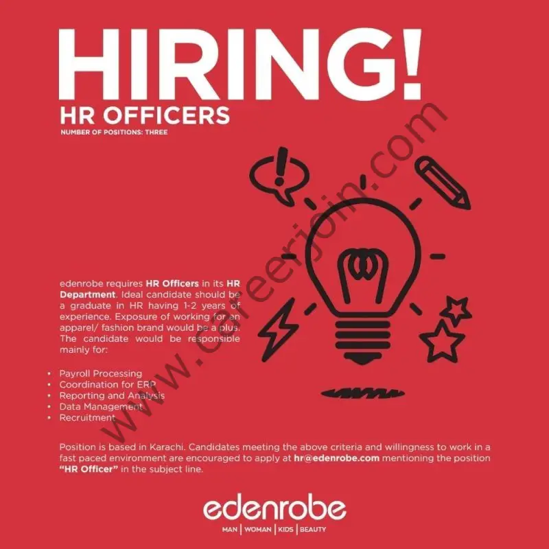 Edenrobe Jobs HR Officers 01