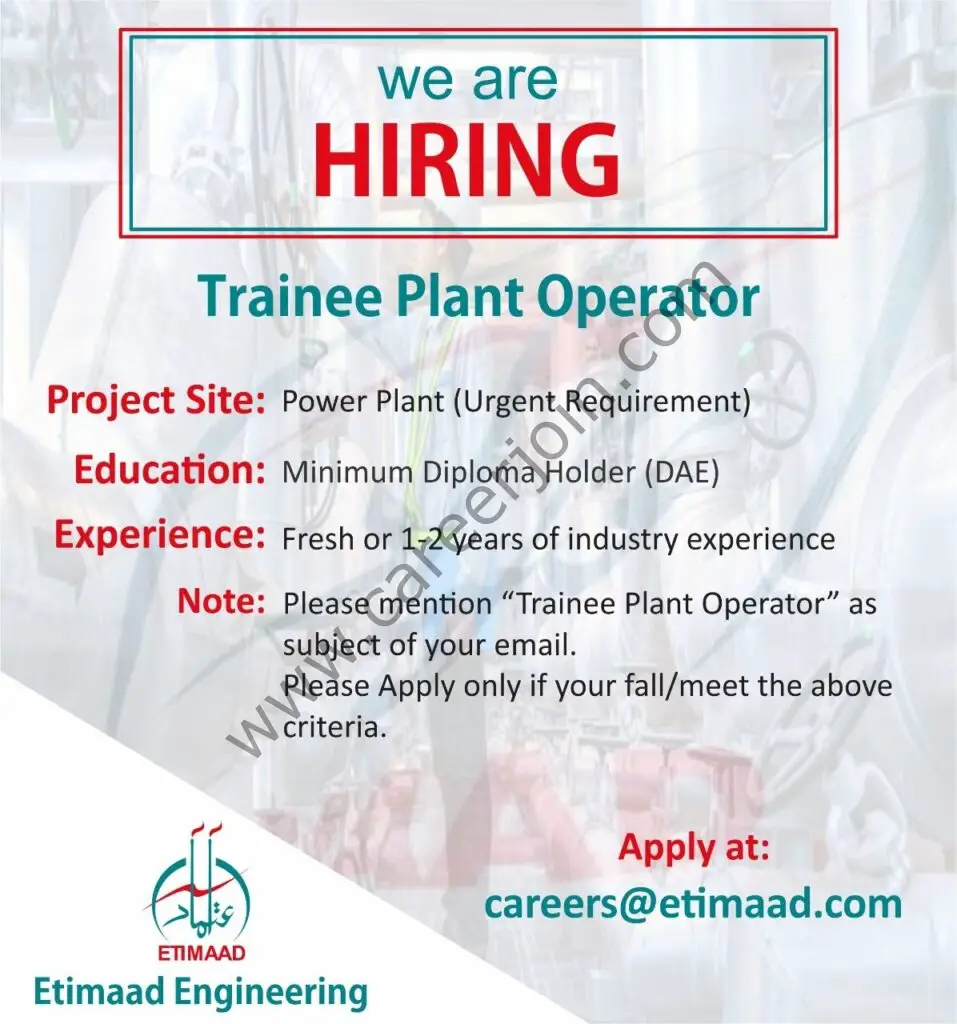 Etimaad Engineering Pvt Ltd Jobs January 2022 02