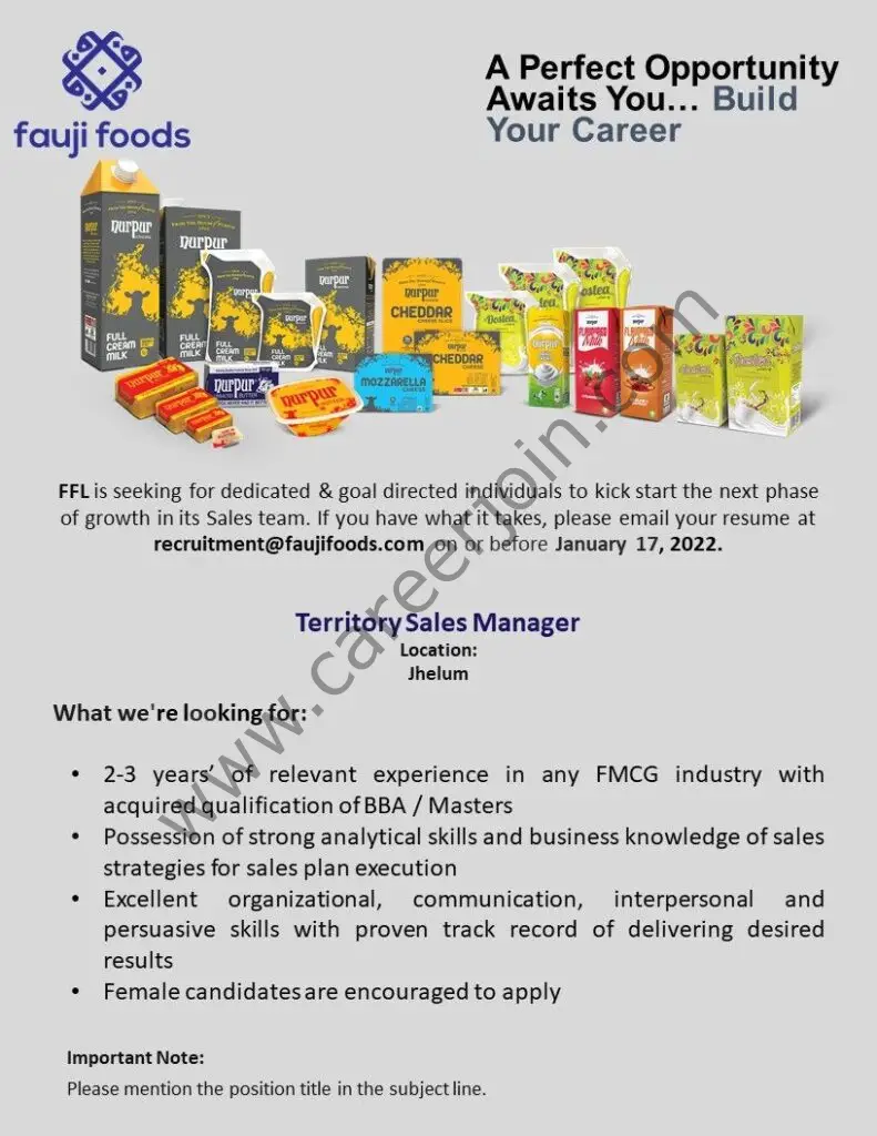 Fauji Food Ltd Jobs Territory Sales Manager 01