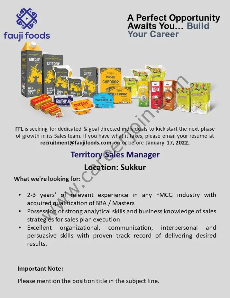 Fauji Foods Limited Jobs Territory Sales Manager 01