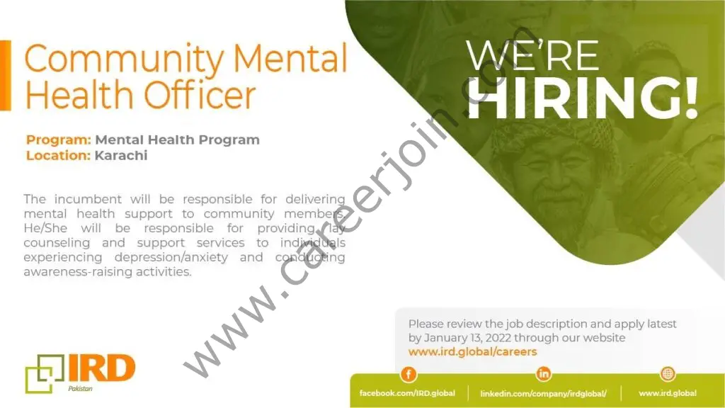 IRD Pakistan Jobs Community Mental Health Officer 01