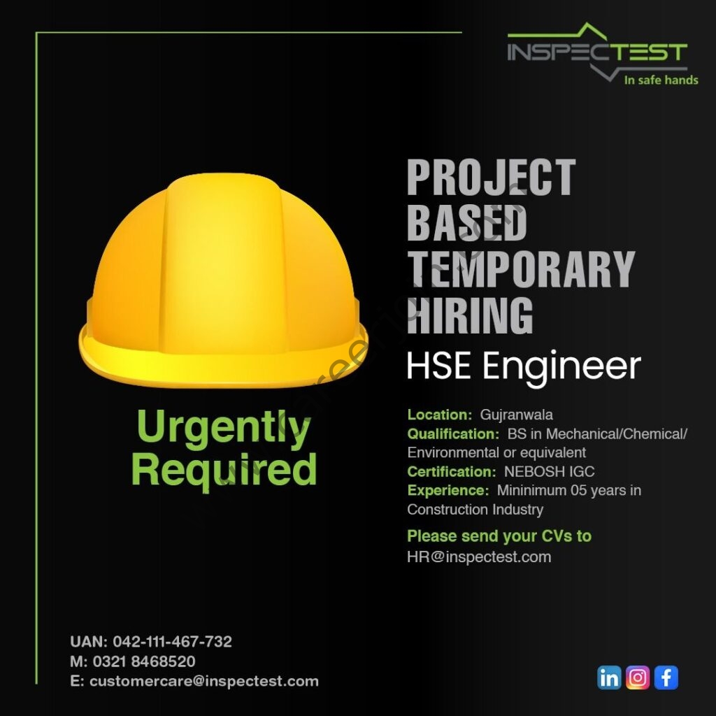 InspecTest Pvt Ltd Jobs HSE Engineer 01