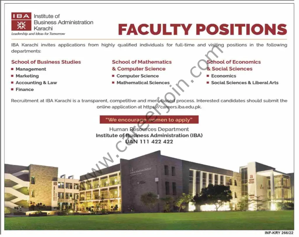 Institute of Business Administration IBA Karachi Jobs 23 January 2022 Dawn 01