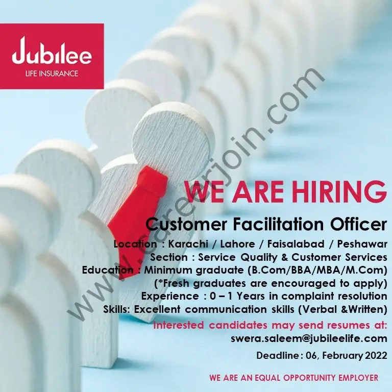 Jubilee Life Insurance Company Ltd Jobs Customer Facilitation Officer 01