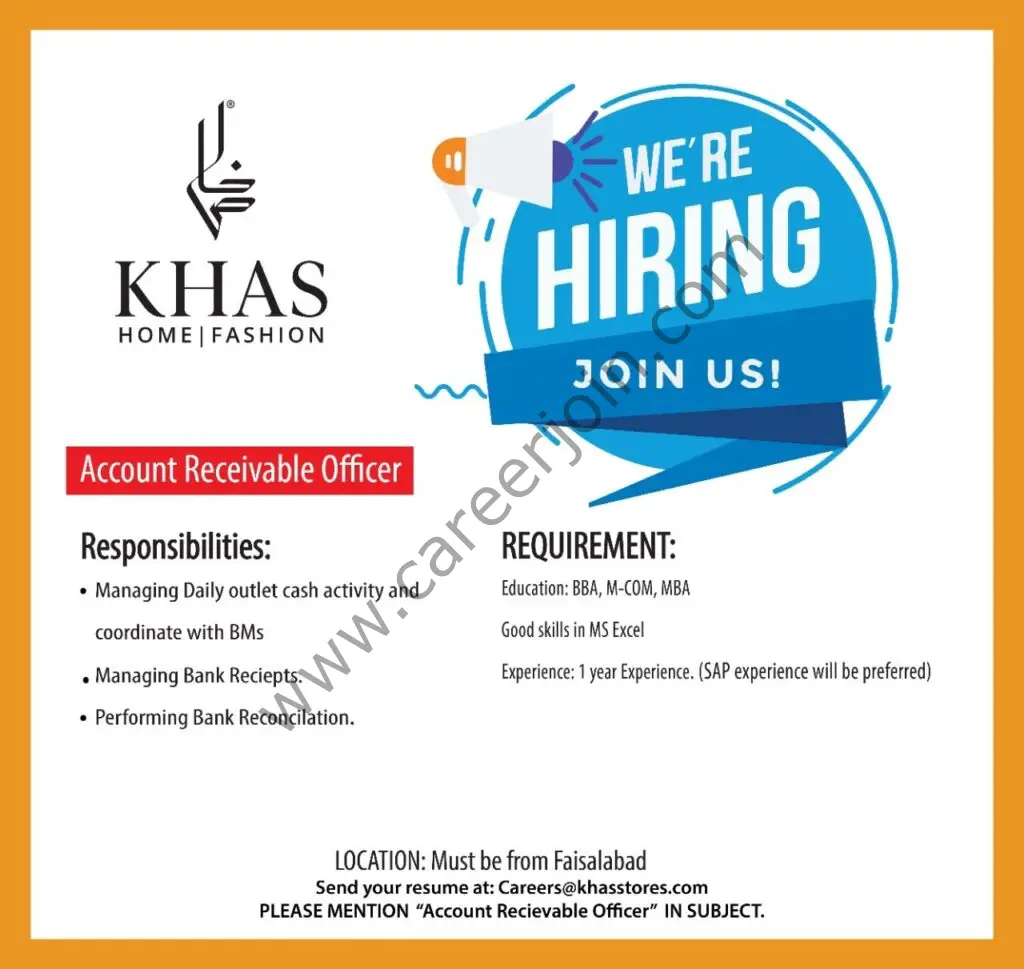 Khas Stores Jobs Accounts Receivable Officer 01