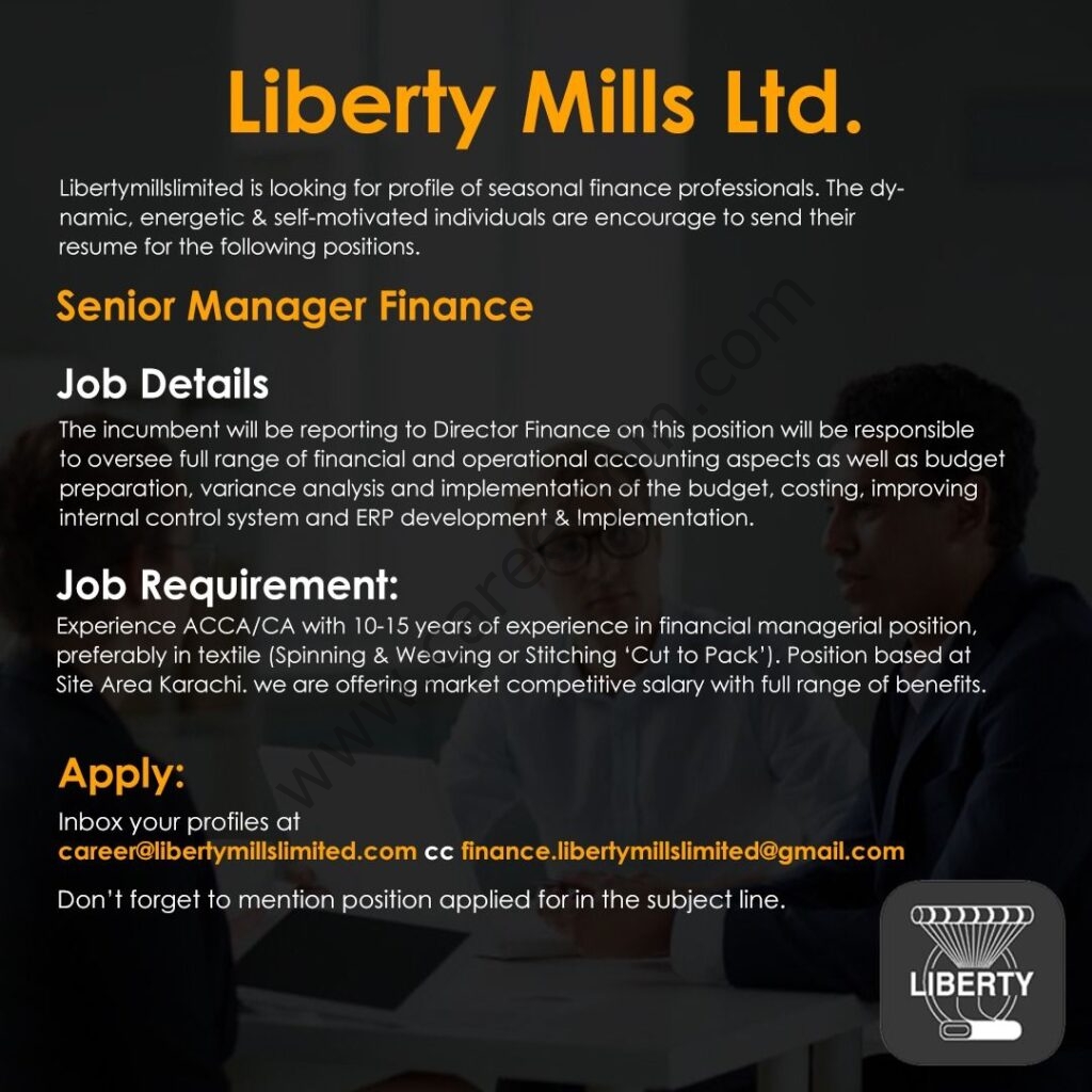 Liberty Mills Limited Jobs Senior Manager Finance 01